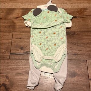 Disney Mint Green and Light Gray Baby Outfit Set